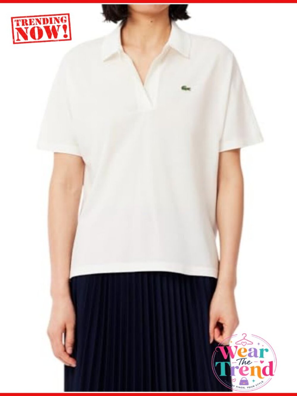 Lacoste Fluid Pique Polo Shirt Relaxed Fit Cotton Blend Women's